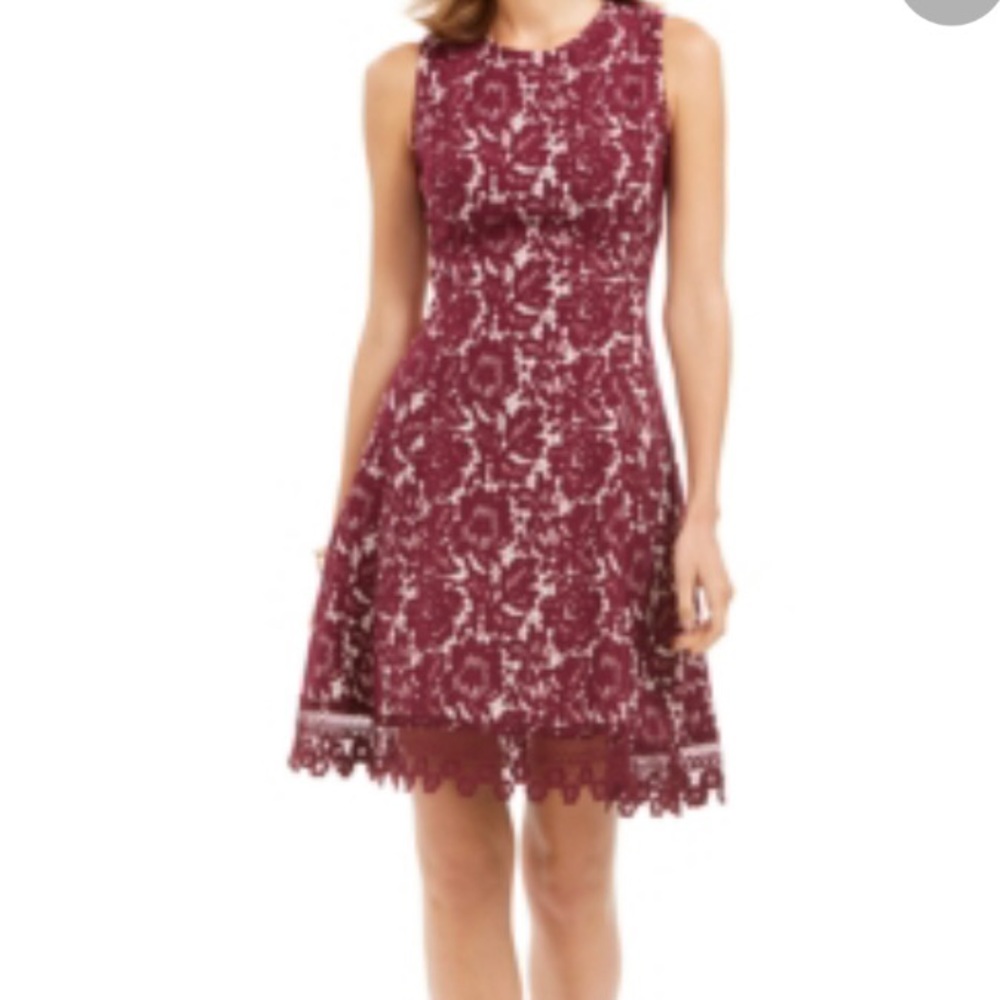 Donna Ricco Lace pattern A-Line Dress size 10
Burgundy And nude - Picture 3 of 12